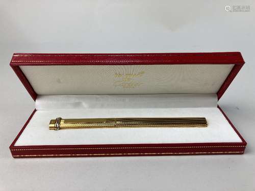 A Le Must de Cartier ballpoint pen, with a gilt textured fin...