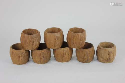 A set of eight Robert Thompson Mouseman serviette rings octa...