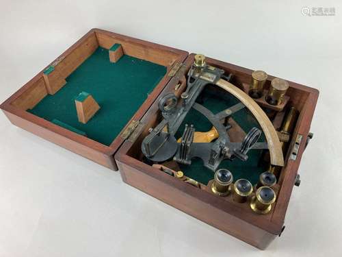 An early 20th century sextant, in fitted mahogany case with ...