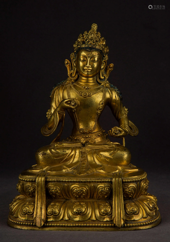 A GILT-BRONZE FIGURE OF VAJRADHRA