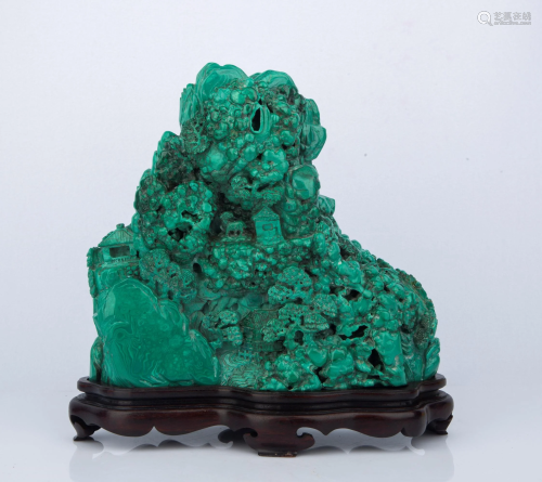 A CARVED TURQUOISE BOULDER