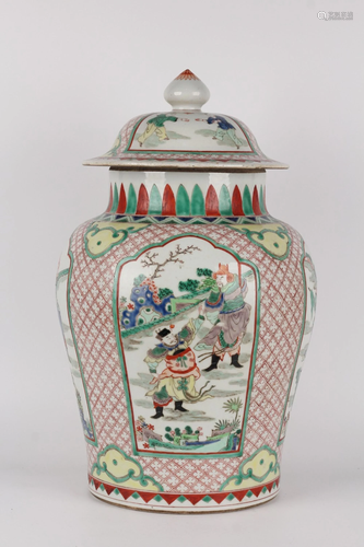 A LARGE WUCAI JAR AND COVER