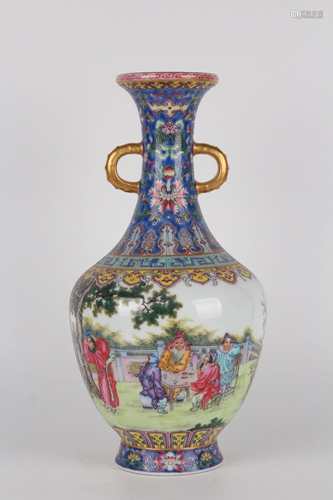 A FAMILLE-ROSE BOTTLE VASE.MARK OF QIANLONG