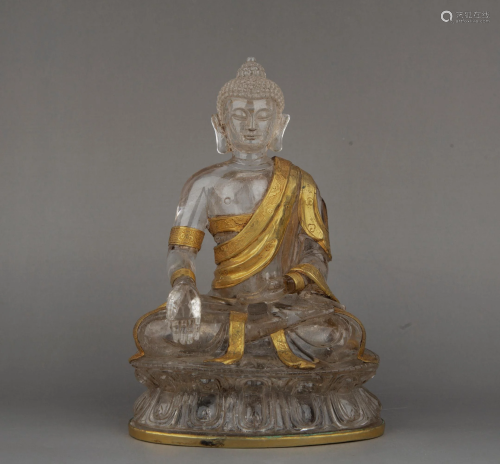 A GOLD-INLAID CRYSTAL BUDDHA