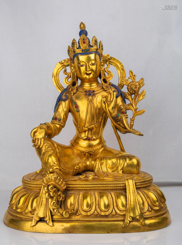 A GILT-BRONZE FIGURE OF GUANYIN