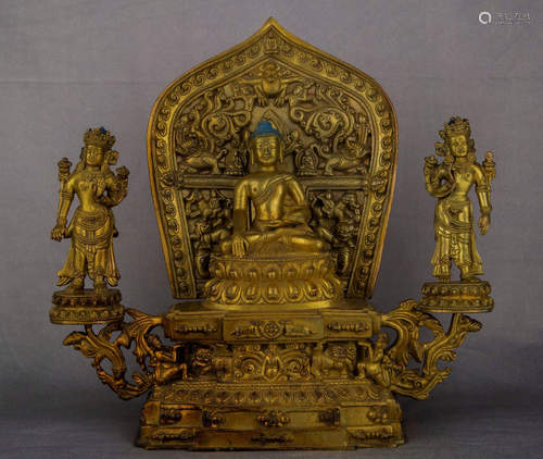 A GILT-BRONZE FIGURE OF SAKYAMUNI