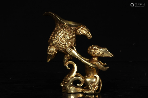 A GILT-BRONZE FIGURE OF CUP.REPUBLIC PERIOD