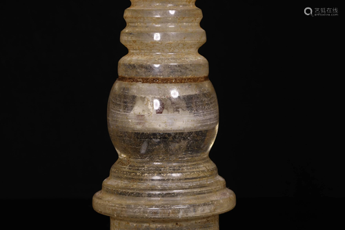 A CARVED CRYSTAL STUPA