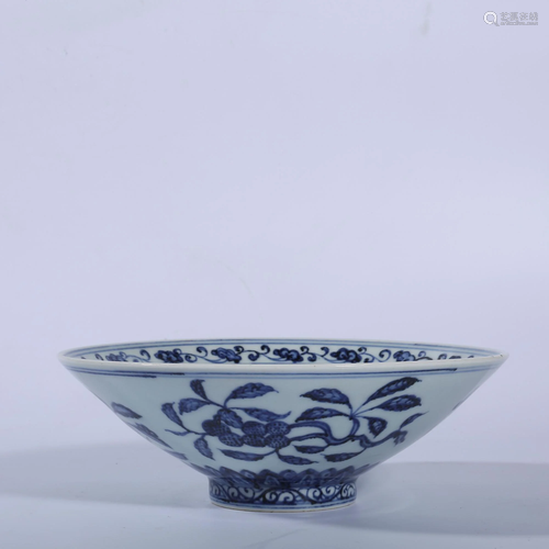 A BLUE AND WHITE BOWL.MARK OF XUANDE