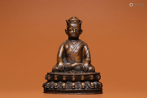 A BRONZE FIGURE OF GURU.QING PERIOD