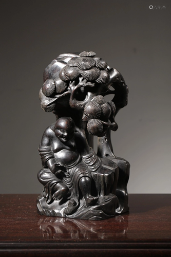 A CARVED ZITAN LIUHAI.REPUBLIC PERIOD