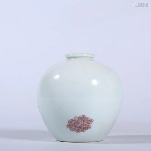 AN IRON-RED WATERPOT .MARK OF KANGXI