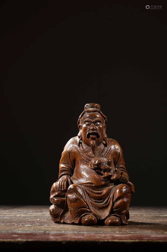 A CARVED BAMBOO FIGURE .QING PERIOD