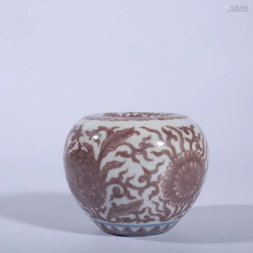 AN IRON-RED WATERPOT.MARK OF KANGXI