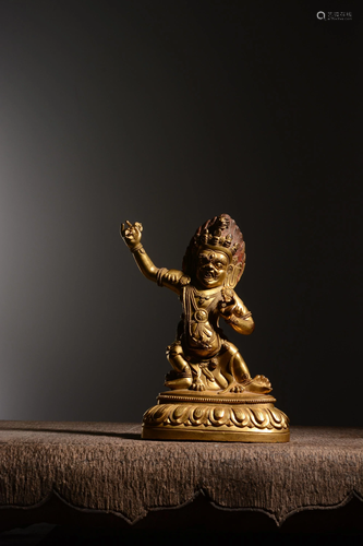 A GILT-BRONZE FIGURE OF YAMANTAKA.QING PERIOD