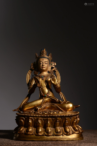 A GILT-BRONZE FIGURE OF TARA.QING PERIOD