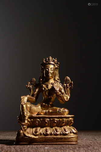 A GILT-BRONZE FIGURE OF TARA.QING PERIOD