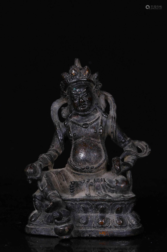 A BRONZE FIGURE OF YELLOW JAMBHALA.QING PERIOD