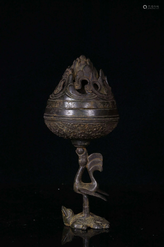 A BRONZE BURNER AND COVER.QING PERIOD