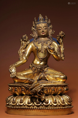 A GILT-BRONZE FIGURE OF TARA.QING PERIOD