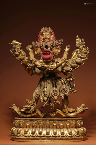 A GILT-BRONZE FIGURE OF CHAKRASAMVARA.MING PERIOD