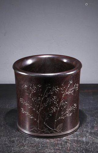 A ZITAN BRUSHPOT.BITONG.REPUBLIC PERIOD