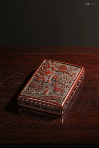 A CINNABAR LACQUER BOX AND COVER.QING PERIOD