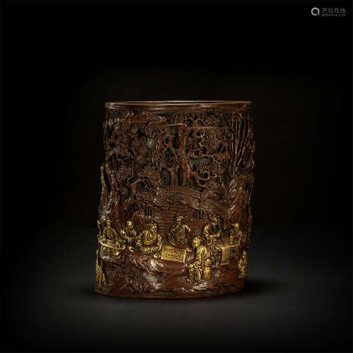 Writing tool container with carved story and character from ...