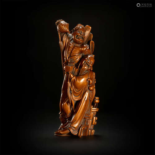 Boxwood ornament in human form from Qing