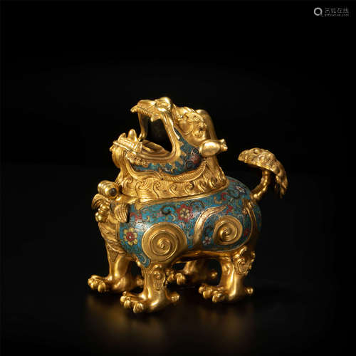 Cloissone censer in lion form from Qing