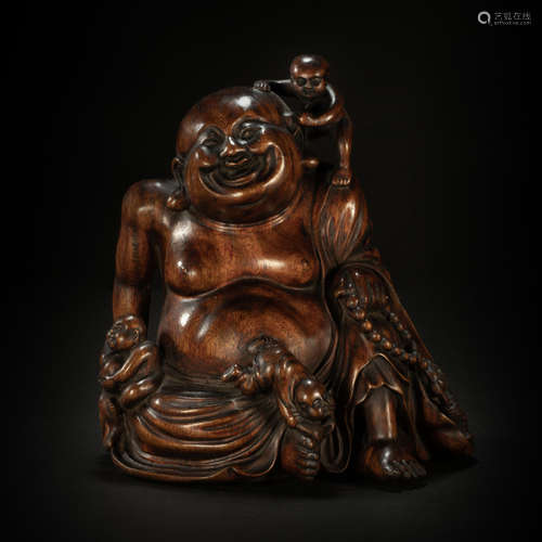 Wood carving buddhist sculpture from Qing