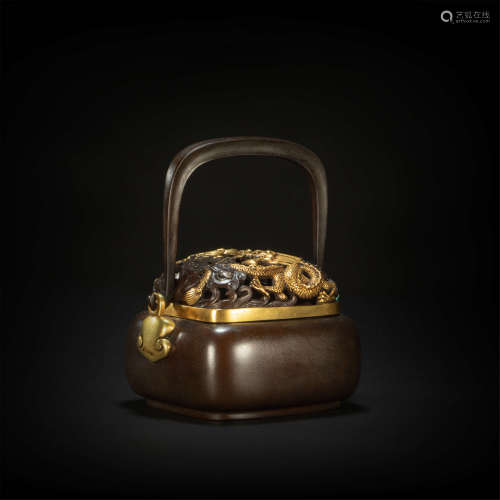 Copper censer in dragon form from Qing