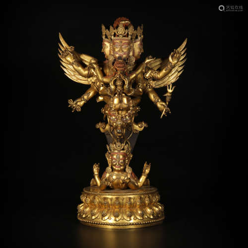 Copper and Golden KingKong Buddha Statue from Ming