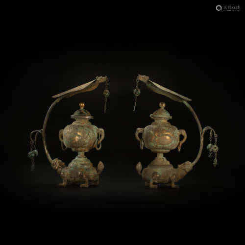 Silver and gilding censers from Tang