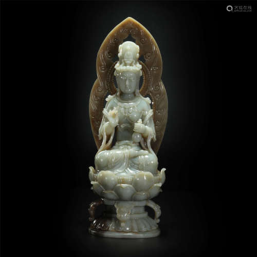 Jade Avalokitesvara sculpture from Liao