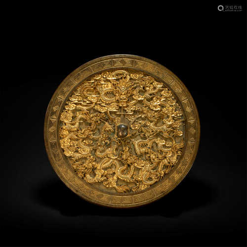 Copper and gilding mirror from Qing