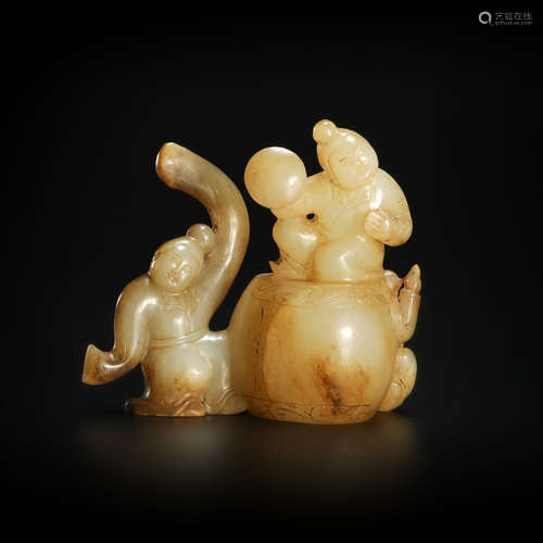 Jade ornament in human form from Ming