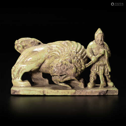 Tophus ornament in human and lion form from Yuan