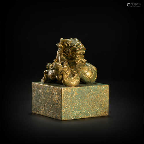 Copper and gilding seal from Ming