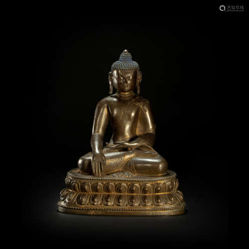 Copper Sakyamuni sculpture from Ming