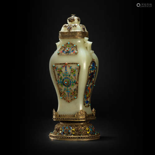 Jade enameled vase from ancient China