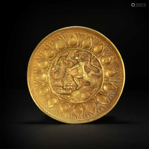 Gold bowl from Sassanid Dynasty