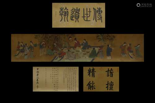 Character and story painting scroll by Ying Chou