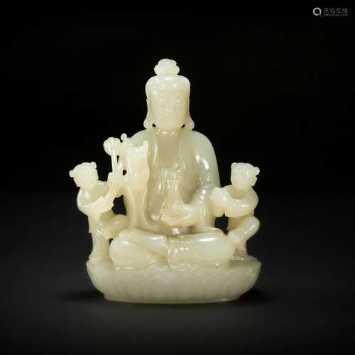 Hetian jade Avalokitesvara sculpture from Qing