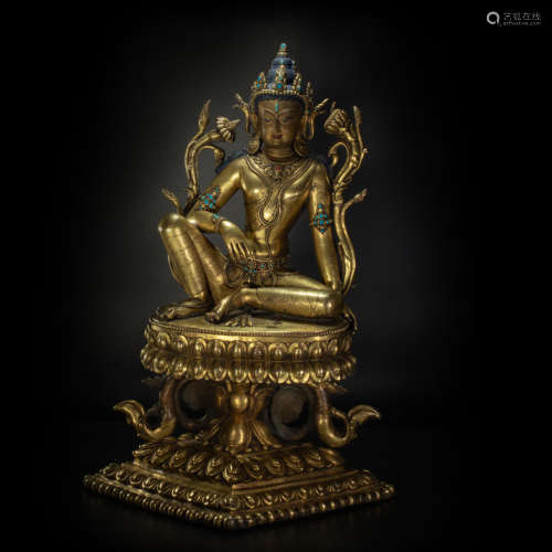 Copper Avalokitesvara sculpture from Ming