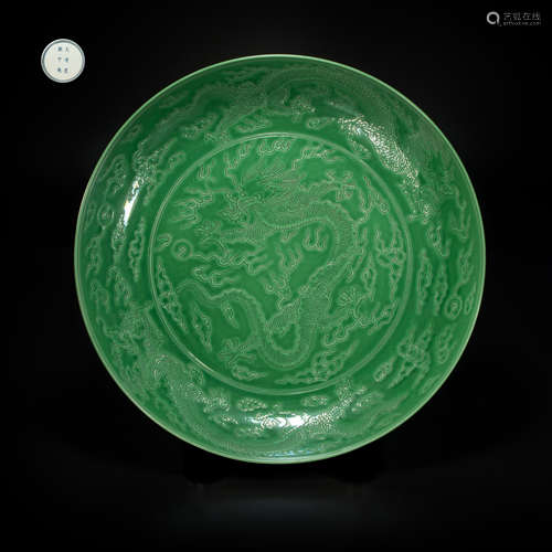 Green glazed plate from Ming