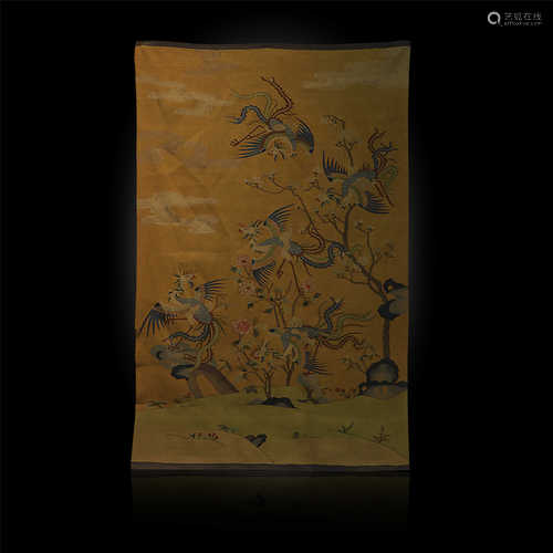 Phoenix painting leather silk from Qing