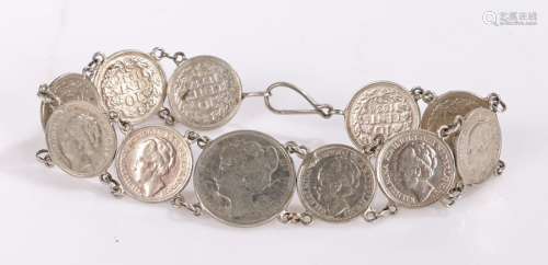 Bracelet made from Dutch 10 cents coins, gross weight 19.6g