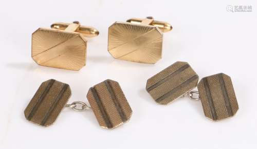 Pair of silver cuff links together with 12 carat filled gold...