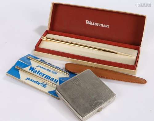 Waterman gold plated pencil together with a white metal comp...